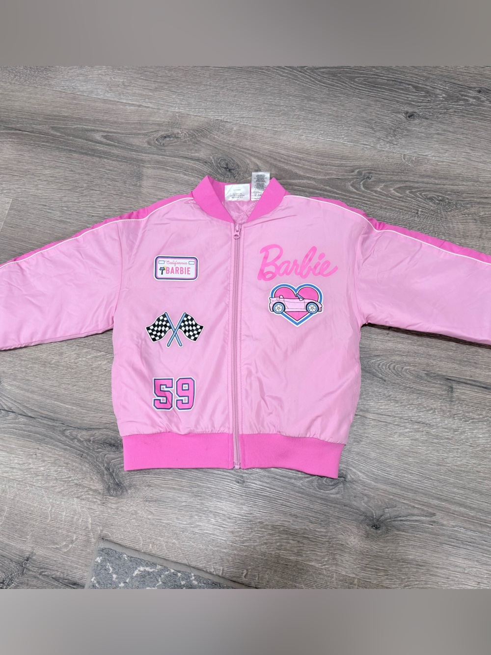 Barbie Light Pink Racing Bomber Jacket